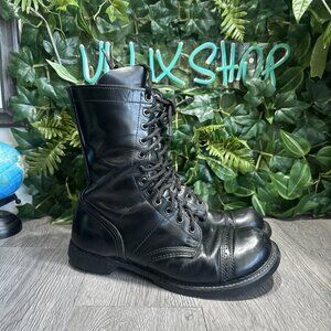 Vintage HH Brand 9 d Airborne Jump Boots 975 Combat Black Leather Lace Up USA